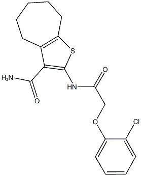 2-{[(2-chlorophenoxy)acetyl]amino}-5,6,7,8-tetrahydro-4H-cyclohepta[b]thiophene-3-carboxamide Struktur