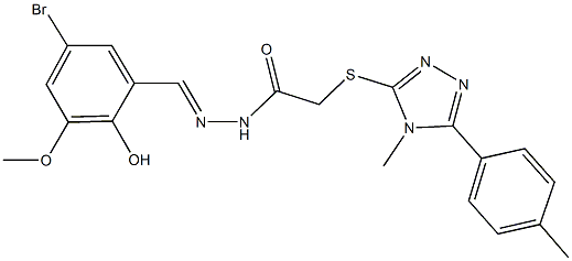 N'-(5-bromo-2-hydroxy-3-methoxybenzylidene)-2-{[4-methyl-5-(4-methylphenyl)-4H-1,2,4-triazol-3-yl]sulfanyl}acetohydrazide Struktur