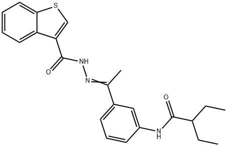 N-{3-[N-(1-benzothien-3-ylcarbonyl)ethanehydrazonoyl]phenyl}-2-ethylbutanamide Struktur