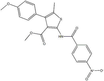 methyl 2-({4-nitrobenzoyl}amino)-4-(4-methoxyphenyl)-5-methyl-3-thiophenecarboxylate Struktur