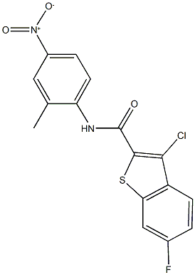 3-chloro-6-fluoro-N-{4-nitro-2-methylphenyl}-1-benzothiophene-2-carboxamide Struktur