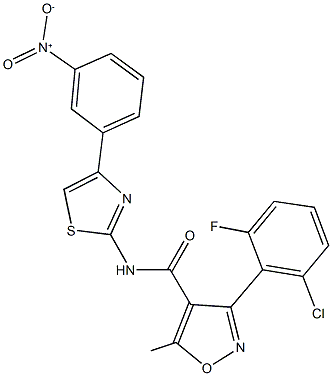 3-(2-chloro-6-fluorophenyl)-N-(4-{3-nitrophenyl}-1,3-thiazol-2-yl)-5-methyl-4-isoxazolecarboxamide Struktur