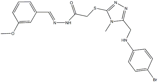 2-({5-[(4-bromoanilino)methyl]-4-methyl-4H-1,2,4-triazol-3-yl}sulfanyl)-N'-(3-methoxybenzylidene)acetohydrazide Struktur