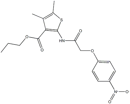 propyl 2-[({4-nitrophenoxy}acetyl)amino]-4,5-dimethylthiophene-3-carboxylate Struktur