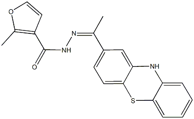 2-methyl-N'-[1-(10H-phenothiazin-2-yl)ethylidene]-3-furohydrazide Struktur