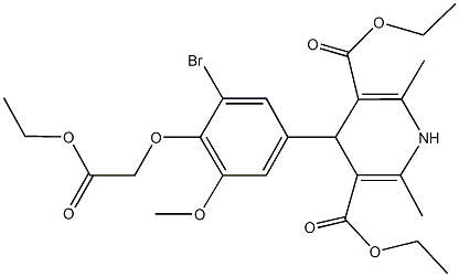 diethyl 4-[3-bromo-4-(2-ethoxy-2-oxoethoxy)-5-methoxyphenyl]-2,6-dimethyl-1,4-dihydro-3,5-pyridinedicarboxylate Struktur