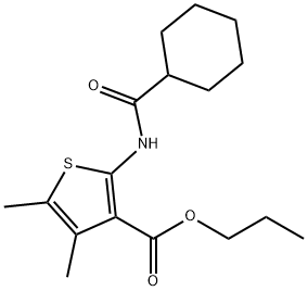 propyl 2-[(cyclohexylcarbonyl)amino]-4,5-dimethyl-3-thiophenecarboxylate Struktur