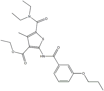 ethyl 5-[(diethylamino)carbonyl]-4-methyl-2-[(3-propoxybenzoyl)amino]thiophene-3-carboxylate Struktur