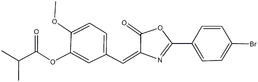 5-[(2-(4-bromophenyl)-5-oxo-1,3-oxazol-4(5H)-ylidene)methyl]-2-methoxyphenyl 2-methylpropanoate Struktur