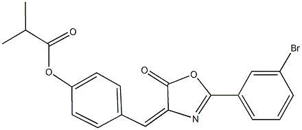 4-[(2-(3-bromophenyl)-5-oxo-1,3-oxazol-4(5H)-ylidene)methyl]phenyl 2-methylpropanoate Struktur