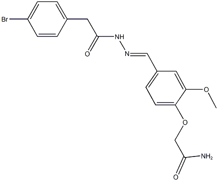 2-(4-{2-[(4-bromophenyl)acetyl]carbohydrazonoyl}-2-methoxyphenoxy)acetamide Struktur