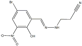 3-(2-{5-bromo-2-hydroxy-3-nitrobenzylidene}hydrazino)propanenitrile Struktur