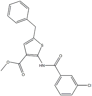 methyl 5-benzyl-2-[(3-chlorobenzoyl)amino]thiophene-3-carboxylate Struktur