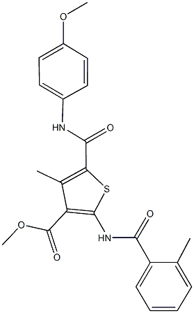 methyl 5-[(4-methoxyanilino)carbonyl]-4-methyl-2-[(2-methylbenzoyl)amino]thiophene-3-carboxylate Struktur