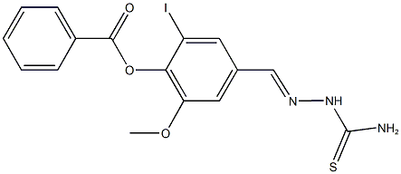 4-[2-(aminocarbothioyl)carbohydrazonoyl]-2-iodo-6-methoxyphenyl benzoate Struktur