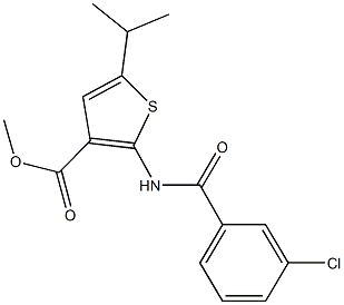 methyl 2-[(3-chlorobenzoyl)amino]-5-isopropyl-3-thiophenecarboxylate Struktur