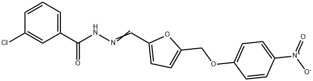 3-chloro-N'-{[5-({4-nitrophenoxy}methyl)-2-furyl]methylene}benzohydrazide Struktur