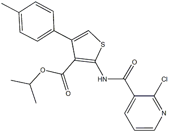 isopropyl 2-{[(2-chloro-3-pyridinyl)carbonyl]amino}-4-(4-methylphenyl)-3-thiophenecarboxylate Struktur