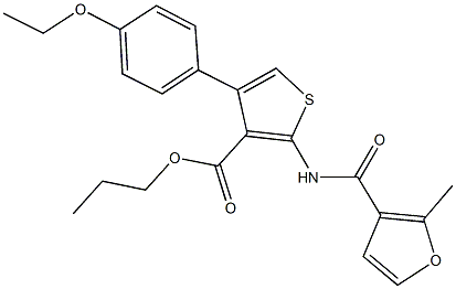 propyl 4-(4-ethoxyphenyl)-2-[(2-methyl-3-furoyl)amino]thiophene-3-carboxylate Struktur