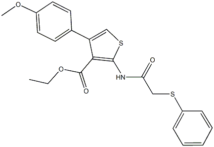 ethyl 4-(4-methoxyphenyl)-2-{[(phenylsulfanyl)acetyl]amino}thiophene-3-carboxylate Struktur