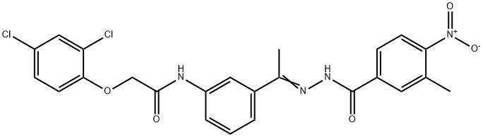 2-(2,4-dichlorophenoxy)-N-[3-(N-{4-nitro-3-methylbenzoyl}ethanehydrazonoyl)phenyl]acetamide Struktur