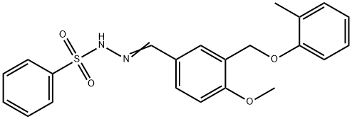 N'-{4-methoxy-3-[(2-methylphenoxy)methyl]benzylidene}benzenesulfonohydrazide Struktur