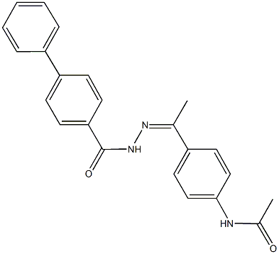 N-{4-[N-([1,1'-biphenyl]-4-ylcarbonyl)ethanehydrazonoyl]phenyl}acetamide Struktur