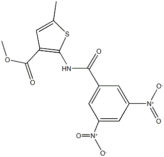 methyl 2-({3,5-bisnitrobenzoyl}amino)-5-methylthiophene-3-carboxylate Struktur