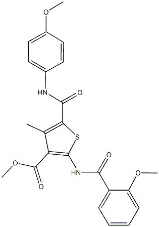 methyl 5-[(4-methoxyanilino)carbonyl]-2-[(2-methoxybenzoyl)amino]-4-methyl-3-thiophenecarboxylate Struktur