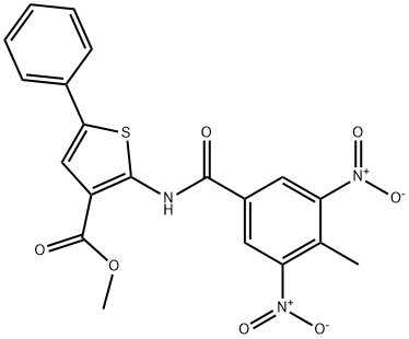 methyl 2-({3,5-bisnitro-4-methylbenzoyl}amino)-5-phenylthiophene-3-carboxylate Struktur