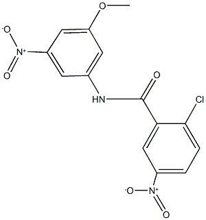 2-chloro-5-nitro-N-{3-nitro-5-methoxyphenyl}benzamide Struktur