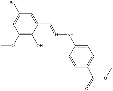 methyl 4-[2-(5-bromo-2-hydroxy-3-methoxybenzylidene)hydrazino]benzoate Struktur