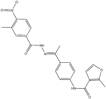 N-[4-(N-{4-nitro-3-methylbenzoyl}ethanehydrazonoyl)phenyl]-2-methyl-3-furamide Struktur