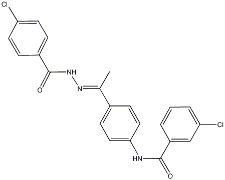 3-chloro-N-{4-[N-(4-chlorobenzoyl)ethanehydrazonoyl]phenyl}benzamide Struktur