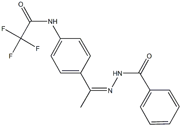 N-[4-(N-benzoylethanehydrazonoyl)phenyl]-2,2,2-trifluoroacetamide Struktur