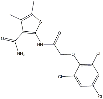 4,5-dimethyl-2-{[(2,4,6-trichlorophenoxy)acetyl]amino}-3-thiophenecarboxamide Struktur