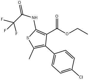 ethyl 4-(4-chlorophenyl)-5-methyl-2-[(trifluoroacetyl)amino]thiophene-3-carboxylate Struktur