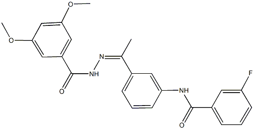 N-{3-[N-(3,5-dimethoxybenzoyl)ethanehydrazonoyl]phenyl}-3-fluorobenzamide Struktur