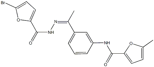 N-{3-[N-(5-bromo-2-furoyl)ethanehydrazonoyl]phenyl}-5-methyl-2-furamide Struktur