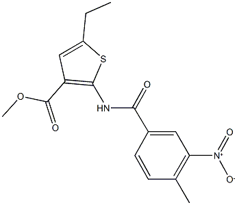 methyl 5-ethyl-2-({3-nitro-4-methylbenzoyl}amino)thiophene-3-carboxylate Struktur