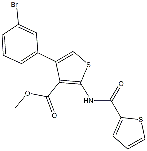 methyl 4-(3-bromophenyl)-2-[(thien-2-ylcarbonyl)amino]thiophene-3-carboxylate Struktur