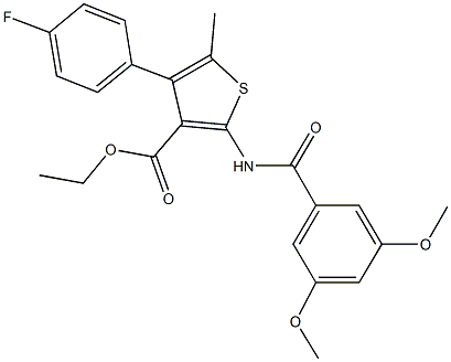 ethyl 2-[(3,5-dimethoxybenzoyl)amino]-4-(4-fluorophenyl)-5-methylthiophene-3-carboxylate Struktur