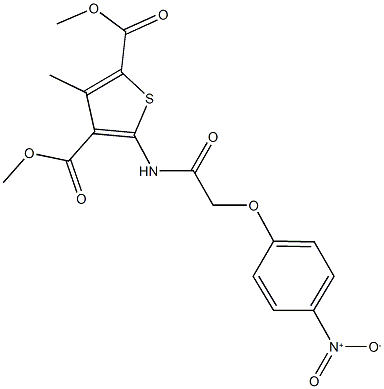 dimethyl 5-[({4-nitrophenoxy}acetyl)amino]-3-methylthiophene-2,4-dicarboxylate Struktur