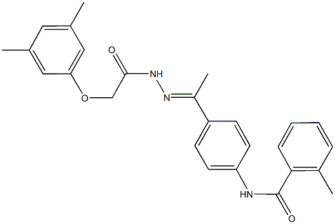 N-(4-{N-[(3,5-dimethylphenoxy)acetyl]ethanehydrazonoyl}phenyl)-2-methylbenzamide Struktur