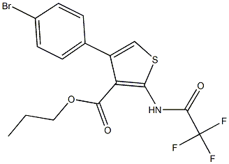 propyl 4-(4-bromophenyl)-2-[(trifluoroacetyl)amino]-3-thiophenecarboxylate Struktur