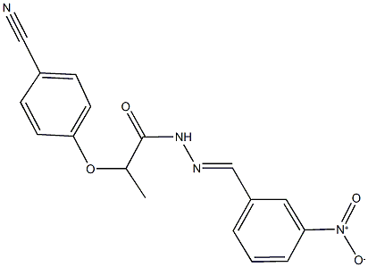 2-(4-cyanophenoxy)-N'-{3-nitrobenzylidene}propanohydrazide Struktur