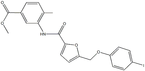 methyl 3-({5-[(4-iodophenoxy)methyl]-2-furoyl}amino)-4-methylbenzoate Struktur