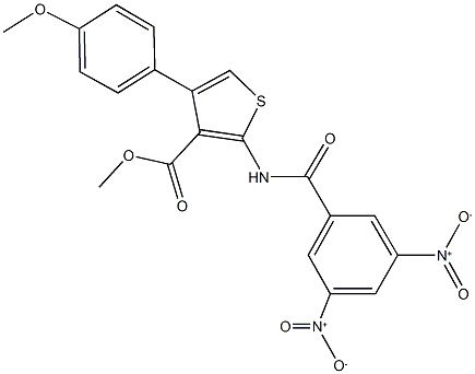 methyl 2-({3,5-bisnitrobenzoyl}amino)-4-(4-methoxyphenyl)thiophene-3-carboxylate Struktur