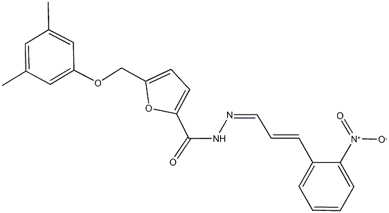 5-[(3,5-dimethylphenoxy)methyl]-N'-(3-{2-nitrophenyl}-2-propenylidene)-2-furohydrazide Struktur