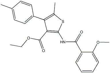 ethyl 2-[(2-methoxybenzoyl)amino]-5-methyl-4-(4-methylphenyl)-3-thiophenecarboxylate Struktur